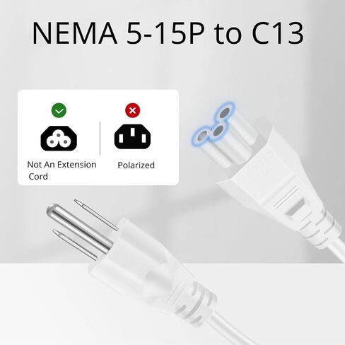 TNP Universal Power Cord (3 Feet) - IEC320 C5 to NEMA 5-15P 3-Prong Mickey Mouse Power Extension Cable Wire Connector Socket Plug Jack for Laptop Notebook AC Power Supply Adapter Charger Wall Outlet in Saudi Arabia