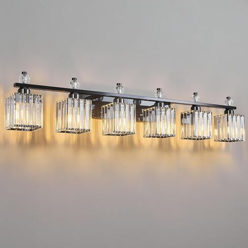Bathroom Vanity Lights 4-Light Plating Black Modern Crystal Vanity Light Fixtures Over Mirror Crystal Bathroom Vanity Lighting Fixtures in Kuwait