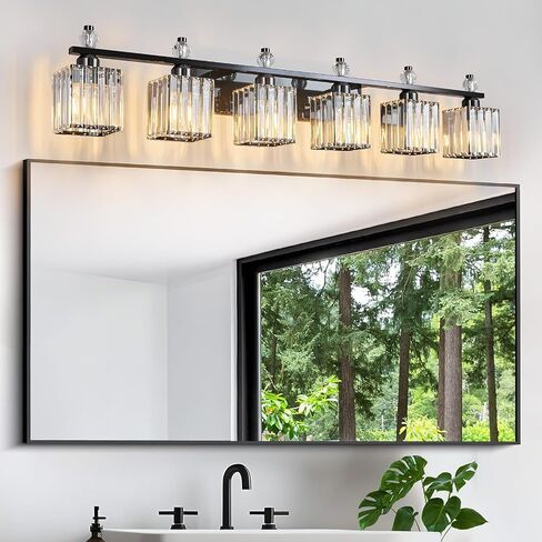 Bathroom Vanity Lights 4-Light Plating Black Modern Crystal Vanity Light Fixtures Over Mirror Crystal Bathroom Vanity Lighting Fixtures in Kuwait