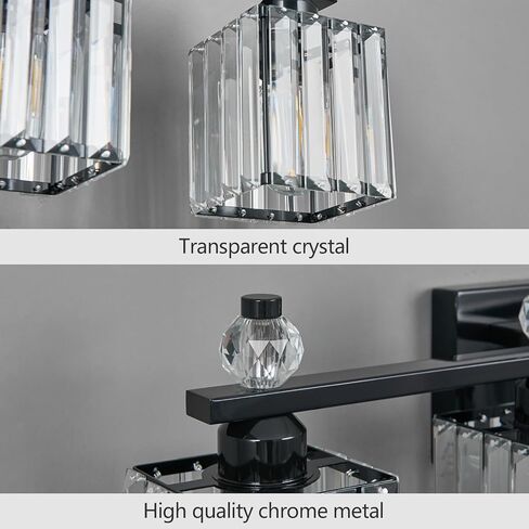 Bathroom Vanity Lights 4-Light Plating Black Modern Crystal Vanity Light Fixtures Over Mirror Crystal Bathroom Vanity Lighting Fixtures in Kuwait