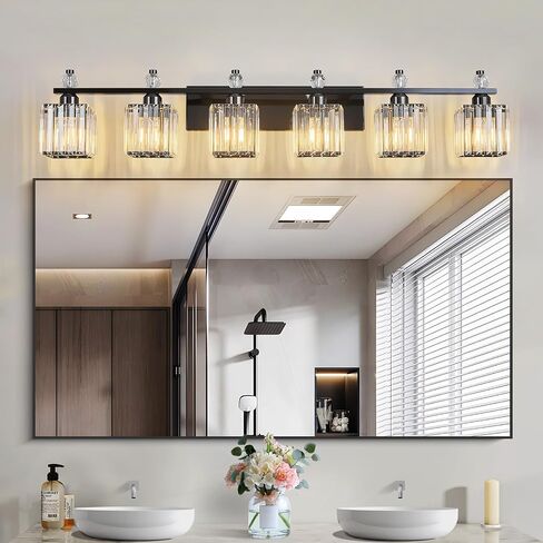 Bathroom Vanity Lights 4-Light Plating Black Modern Crystal Vanity Light Fixtures Over Mirror Crystal Bathroom Vanity Lighting Fixtures in Kuwait