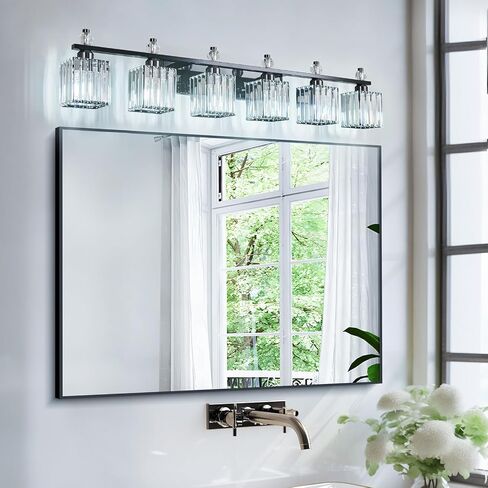 Bathroom Vanity Lights 4-Light Plating Black Modern Crystal Vanity Light Fixtures Over Mirror Crystal Bathroom Vanity Lighting Fixtures in Kuwait
