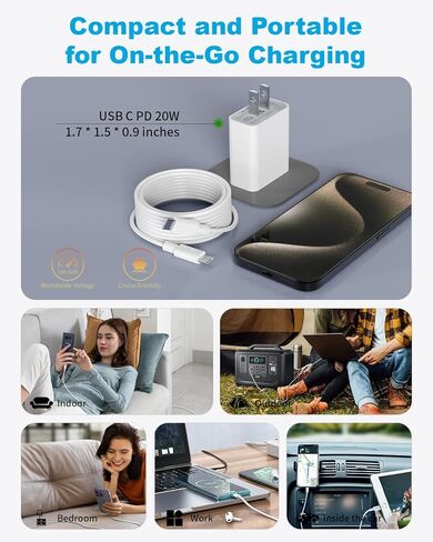 شاحن USBC لشاحن iPhone 16، شاحن tiavalmax USB C، 2 حزمة 45W PPS فائقة السرعة مدمجة USB C شاحن مع كابل USB C بطول 10 أقدام لهاتف iPhone 16/15/15 Plus/16 Pro Max، iPad Pro، Pixel، Galaxy in Kuwait