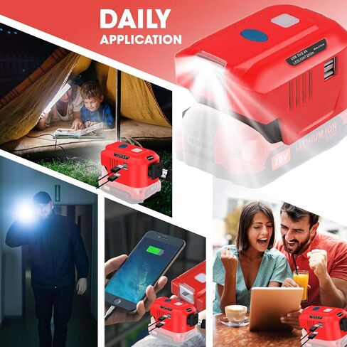 محول طاقة 150 وات لبطارية ماكيتا 18 فولت، محول بطارية تيار مستمر 20 فولت إلى تيار متردد 110-120 فولت، مولد محطة طاقة محمول، منفذ محول شاحن يعمل بالبطارية مع منفذي USB ومنفذ تيار متردد وإضاءة LED in Kuwait