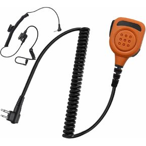 Waterproof Radio Speaker Mic Walkie Talkie Shoulder Handheld Microphone with PTT for CP100 CP185 CP200 CP200D RDM2070D Orange (M Plug-02)