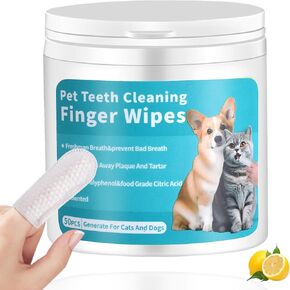 Dog Teeth Cleaning Wipes, Pet Dental Finger Wipes for Dogs and Cat, Disposable Gentle Cleaning and Gum Care Pet Wipes, Dog Toothbrush Finger, Dog Cat Ear Cleaner Wipes (100)