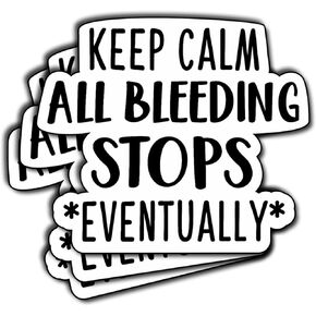 (3Pcs) All Bleeding Stops Eventually Sticker - ER Nurse Funny Medical Healthcare Sticker, Healthcare Nurse Sticker, Nursing 3" Waterproof Vinyl Stickers with Vintage Retro Groovy, Size 3x2.68 Inches