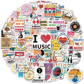 200 PCS Music Motivational Stickers for Laptops, Vinyl Music Stickers for Water Bottles Guitar Musical Stickers Bulk Gift for Adults Teens Love Music Students Women Men