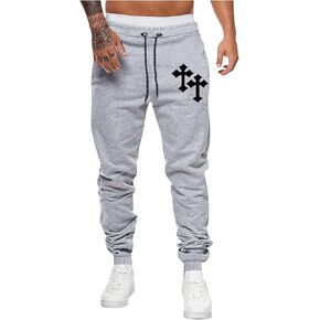 SHENHE Men's Cross Print Drawstring Waist Joggers Pants Tapered Sweatpants