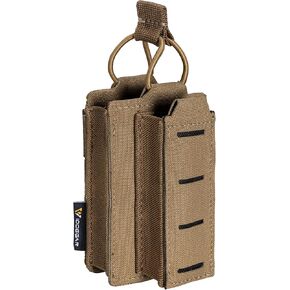 IDOGEAR Triple Mag Pouches Kangaroo Magazine Pouch for 9mm Pistol Magazines and 5.56mm Rifle Magazines Universal MOLLE Tactical Pouches Elastic Adjustable