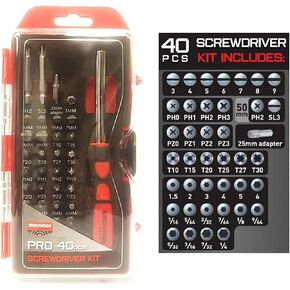 BIRCHWOOD CASEY Pro Screwdriver Kit | Durable Versatile Gunsmithing Wrench 40 Piece Set | Case Included