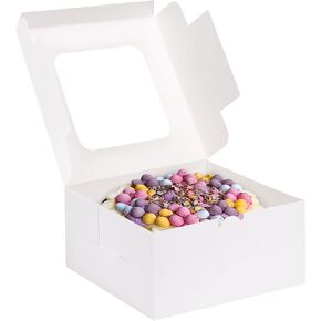 Moretoes 40pcs 10x10x5 Inch Cake Boxes with Window White Pastry Boxes Paper Bakery Box for Cakes, Pastries, Cookies, Pie, Cupcakes