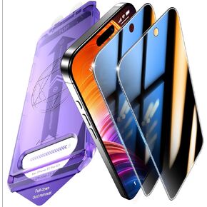 BAZO Privacy Screen for iPhone 15 Pro - Anti Spy-Tempered Glass Protector [Invisible Privacy Armor] with Auto-Align Frame 9H Hardness [Auto-Dust Removal][9D Full Coverage] Durable Film 2 Pack