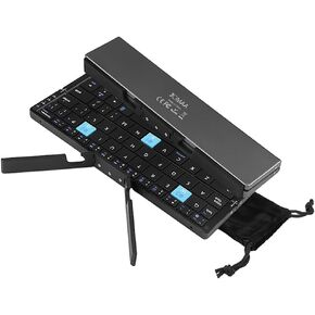 JOMAA Mini BT Wirless Foldable Keyboard Silent, Rechargeable, and Portable Keyboard for Phone ipad (Silver)
