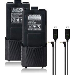 Purzest 2 Pack UV-5R BL-5L 3800mAh Extended Radio Li-ion Battery Withe USB Cable Compatible with Baofeng UV-5R BF-8HP UV-5X RD-5R UV-5RTP UV-5R Plus UV-5RE Etc Two Way Radio