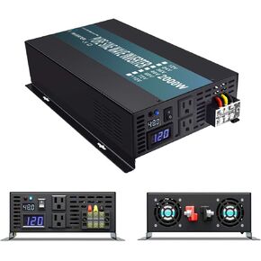 WZRELB 2000W 48V 120V Pure Sine Wave Power Inverter with 2 AC Outlets,Car Inverter