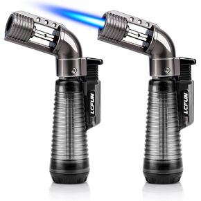 LcFun Torch Lighter 2 Pack Refillable Gas Butane Lighter Windproof Flame Lighter Single Jet Lighters Butane Torch Lighter for Candle, Campfire, Outdoor Fire Pit, Grill, Camping -Butane NOT Included