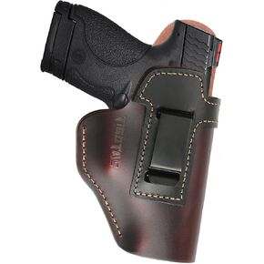 IWB Leather Holster for Glock 17 19 42 43 43X fits Taurus G2C G3 G3C for M&P Shield 9mm EZ fits Sig P365 P230 for LCP/LC9S/Security 9 for Hellcat XDS- Gen 2
