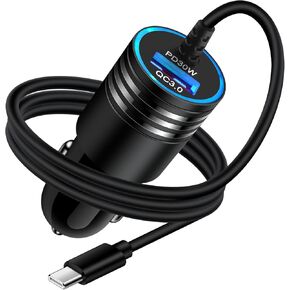 قابس مهايئ شاحن سيارة من النوع C USB C 48W شاحن USB + كابل USB C شحن سريع متوافق مع Motorola Razr/Razr+/Razr 40 50 Ultra/Edge 2024/Edge+/Edge 5G UW/G Power/G Stylus 5G 2024/5G 2024/G يلعب