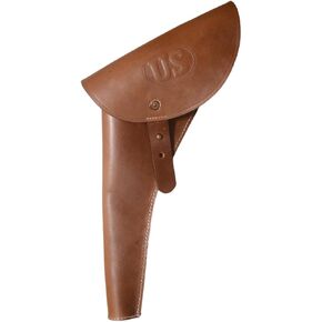 U.S. Civil War Percussion Revolver Leather Holster Embossed US (Left Hand) / US Army M1873 Cavalry Infantry Pistol Revolver Holster- US Stamped Brown