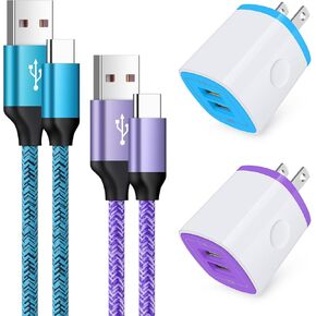 سريع نوع C شاحن USB الجدار التوصيل كتلة C كابل الشاحن شحن سريع سلك هاتف Android لـ Google Pixel 8 7 Pro 7 6 Pro 6 6a، Moto G Power G Stylus، Samsung Galaxy S23 S22 S21 S20 Ultra S10 S9 A10e