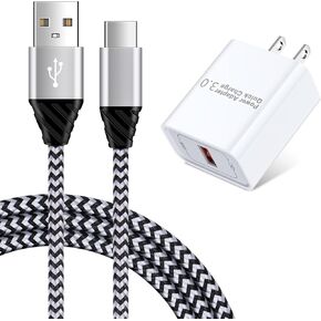 Quick Charge 3.0 Adaptive Charger Block + 6ft USB Type C كابل شحن سريع لهاتف Samsung Galaxy S24/S23/S22 Ultra/S21 FE/S20 A16 A06 A25 A35 A15 A54 A14 A04S A53 A13 A03S A02S A12 A32 A51 S10 S9 in Kuwait