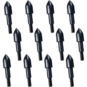 12PCS 100 Grain Archery Field Points Black Screw-in Archery Bullet Points 5/16" and 11/32" for Arrow Field Target Practice Shooting