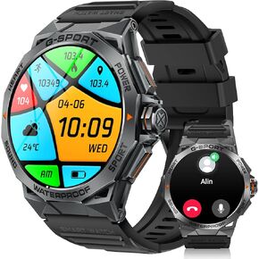 Smart Watch,1.43" AMOLED Smart Watch for Android Phones with Bluetooth Call(Answer/Dial Calls),Waterproof Rugged Smart Watch with Ultra Long Battery Life,100+ Sports Modes