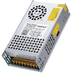 MEISHILE 24V 15A 360W تحويل محول التيار المتردد إلى DC محول لمصباح ضوء شريط السائق LED، طابعة ثلاثية الأبعاد، مكبر للصوت، آلة، 120V 110V إلى 24Volt 3A 4A 5A 8A 10A 12Amp in Kuwait
