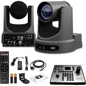 PTZOptics Move SE PTZ Camera with 30x Optical Zoom (PT30X-SE-GY-G3) + PT-Joy-G4 Controller + Wall Mount