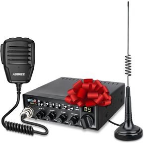 ABBREE CB Radio Kit AM/FM Professional Long Range Portable CB Radio with Magnetic Mount Antenna- Full 40 Channels,NOAA Emergency Radio,Instant Channel 9,Noise Reduction and SWR Calibration,Black