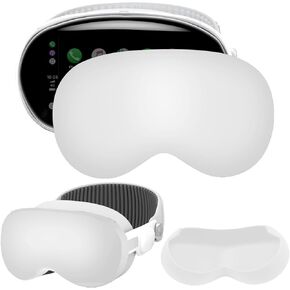 Silicone Protective Cover Compatible with Vision Pro, Soft VR Front Lens Case, Anti-scratch Screen Protective Cover Anti-Fingerprint for Vision Pro, Dust Proof Case for VR Headset 2024 (White)