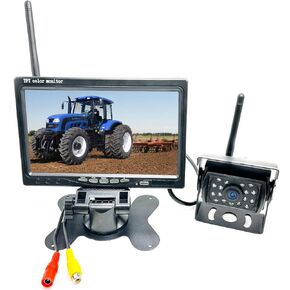Padarsey Upgraded Wireless Rear View Camera with 7'' LCD Wireless Reversing Monitor Display for Waste Truck, Crane, Bulldozer, Combine, Cotton Picker, Tractor, Excavator, Wireless Backup Camera