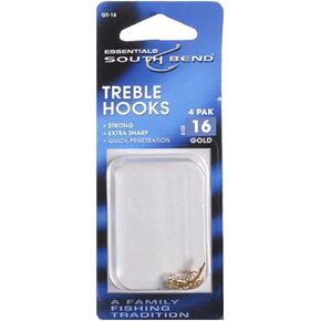 South Bend Gold Treble Hooks | Strong, Extra-Sharp Hook, Reliable & Firm Grip, Durable Hook for Fishing