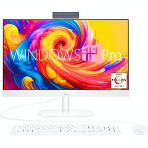 HP 2024 Newest All-in-One Desktop, 23.8" FHD Display, AMD Athlon Silver Processor (Beats i5-6360U), Webcam, HDMI, Wi-Fi 6.0, Bluetooth, Windows 11 Home, White (512GB SSD | Windows 11 Pro)