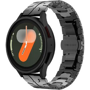FULLIFE Compatible with Samsung Galaxy Watch 7 6 5 4 FE 40mm 44mm Band Metal Folding Clasp Stainless Steel 20mm Galaxy Watch 6 Classic 4 Classic 5 Pro 43mm 47mm 42mm 46mm 45mm for Men Women, Black/Red