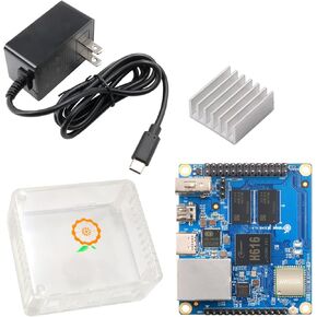 Zero 2, 1GB Allwinner H616 Quad Core 64 Bit Open-Source 1000M Ethernet Single Board Computer, Support Android10, Ubuntu, Debian (Zero2+ Black Case + Al Heat Sink+Type-C Supply)
