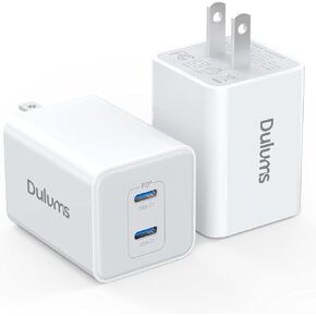 USB C 20W Wall Charger, 2 Pack Dual Port 40W PD 3.0 Type C Fast Charging Block, Durable Portable Charger for iPhone 11/12/13/14/15/16 Pro Max, iPad Pro, AirPods 4, for Apple Watch 10, Samsung Galaxy