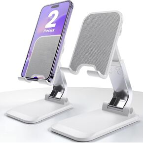 eSamcore Phone Stand for Desk Cute, Adjustable Cell Phone Stand Portable iPad Stand for All 4"-11" Tablet & Smartphone Office Desk Accessories for Women [2-Pcs Pink]
