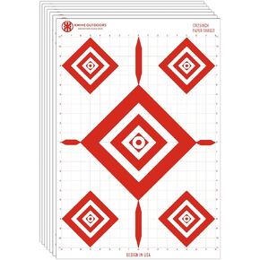 KNINE OUTDOORS Shooting Targets Paper, 17x25 inch, Bulk for Hunting, Handguns, Pistols, Rifles, Red Design Diamond, 50 Packs