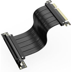 PCI-E 4.0 Riser Cable, PCIe 4.0 x16 200mm High Speed Flexible Extender Card Extension Port 90 Degree Adapter, PCIe 4.0 | Older Compatible, EMI Shielded 30 AWG, TPE Cable Sleeves