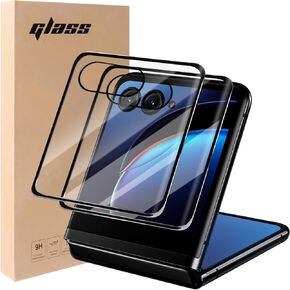 2 Pack Front Screen Protector for Motorola Razr 2024,3D Curved Full Cover Tempered Glass,9H Hardness,Case Friendly,Anti-Scratch Bubble Free