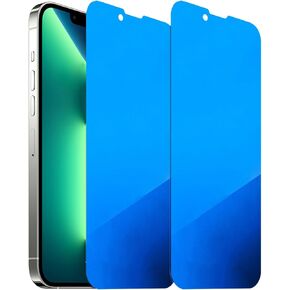 2 Pack Anti-Blue Privacy Tempered Glass for iPhone 13 Pro Max/iPhone 14 Plus Anti-Spy Screen Protector Film Electroplated Blue 6.7 inch