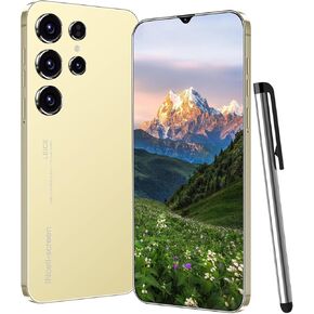C24 Cell Phone, 6.3" Screen Unlocked Android 13 Phones, 4GB+128GB Unlocked Smartphone with Tool Pen, 64GB SD Card, 6000mAh Battery, Face ID, Dual SIM Phone (Gold)