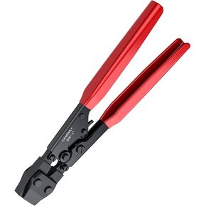 CAMWAY PEX Crimping Cinch Tool & PEX Cutter with 50PCS Ear Hose Clamps 1/2" 3/4" for Fastening Stainless Pipe Clamps from 3/8-Inch to 1-Inch