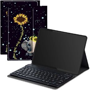 Keyboard Case for Samsung Galaxy Tab S6 Lite 10.4 inch 2022 (SM-P613/P619)/2020 (SM-P610/P615) with Fold Stand Tablet Cover,Elephant Sunflower