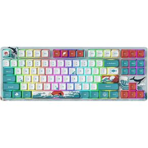 Womier M87 TKL Mechanical Keyboard, Hot Swappable Wireless Gaming Keyboard 87 Keys, RGB Backlit Custom Keyboard Onboard Memory for Windows Mac PC Gamer (Coral Sea, Gateron Red Switch)