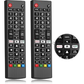 Rimous 2-Pack Universal Remote Compatible with LG Remote Control Smart TV with Netflix, Prime Video Shortcut Keys Compatible with All Models LG TV Remote Control Replacement AKB75095307 AKB74915305