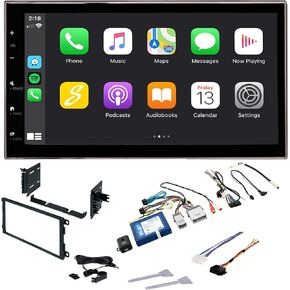 6.8" Double Din Car Stereo Silverado, Sierra, Tahoe, Suburban, Yukon Radio, Android Auto, Apple CarPlay, Bluetooth, Retains Steering Wheel Controls, Complete Kit (2003-2006)