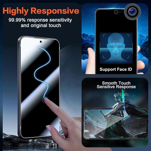 واقي شاشة للخصوصية Samsung Galaxy Z Flip 6، عبوتان من الأفلام الداخلية الناعمة المضادة للتجسس + عبوتين من حافظة شاشة زجاجية مقواة سوداء/أمامية/خارجية [28 درجة مضادة للزقزقة] بدون فقاعات، صديقة للحافظة، مضادة للخدش in Kuwait